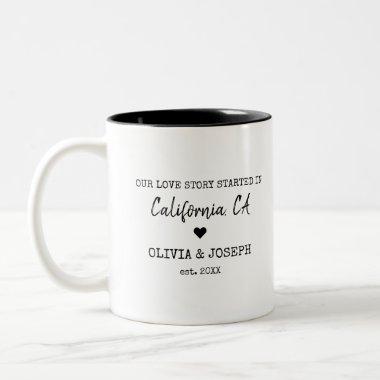 Modern Custom Our Love Story Valentine's Day Two-Tone Coffee Mug