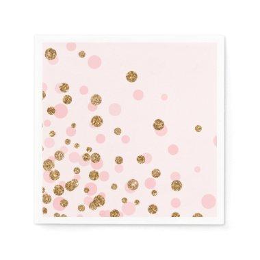 Modern Cute Pink Gold Glitter Birthday Party Napkins