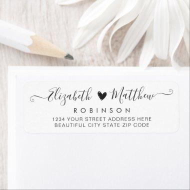 Modern Cute Script Wedding Return Address Label