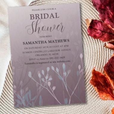Modern Deep Plum Foliage Bridal Shower Invitations