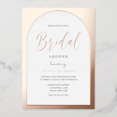 Modern Designer Rose Gold Foil Arch Bridal Shower Foil Invitations