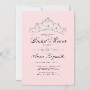 Modern Diamond Tiara BRIDAL SHOWER Pink Budget Invitations