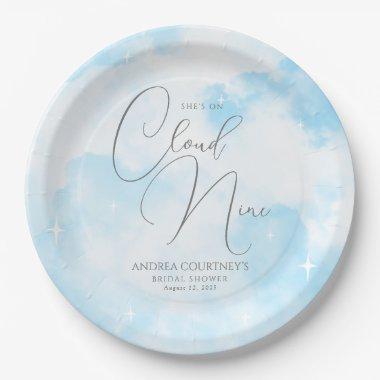 Modern Dreamy Pastel Blue Cloud Nine Bridal Shower Paper Plates