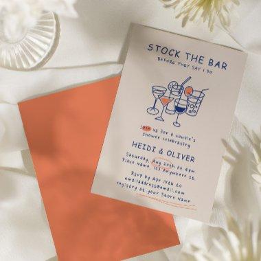 Modern Drink Sketch Stock The Bar Couples Shower Invitations