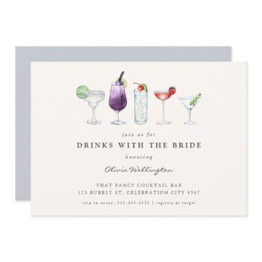 Modern Drinks with the Bride Watercolor Cocktails