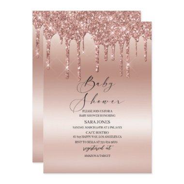 Modern Dripping Rose Gold  Baby Shower