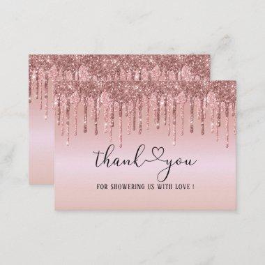 Modern Dripping RoseGold baby shower thank you No Note Invitations