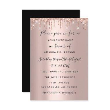 Modern Drips Rose Gold Bridal Wedding Spark Glit