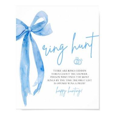 Modern Dusty Blue Bow Ring Hunt Game  Poster