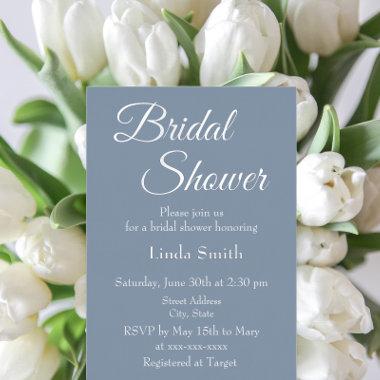 Modern Dusty Blue Bridal Shower Foil Invitations