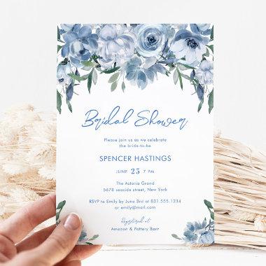 Modern Dusty Blue Floral
