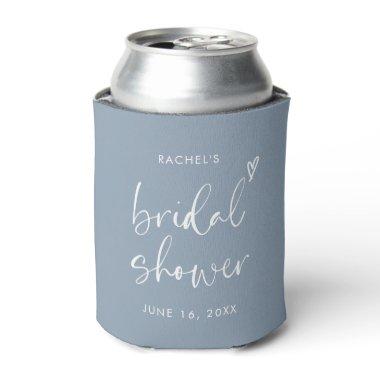 Modern Dusty Blue Script  Can Cooler