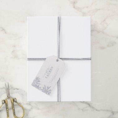 Modern Dusty Blue Snowflake No Wrap Gift Tag