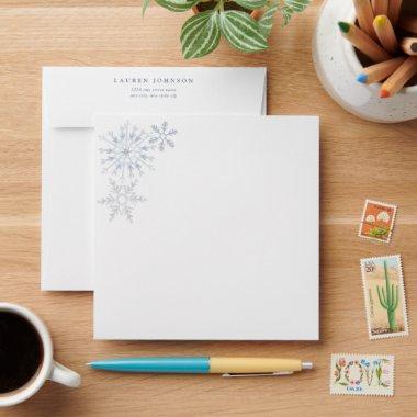 Modern Dusty Blue Snowflake Winter  Envelope