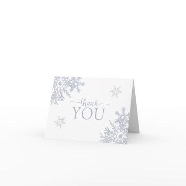 Modern Dusty Blue Snowflake Winter Thank You