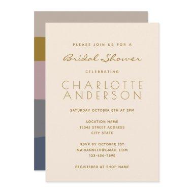 Modern Dusty Mauve Blue Minimalist Bridal Shower Invitations