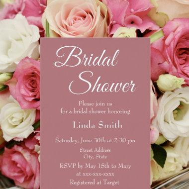 Modern Dusty Rose Bridal Shower Foil Invitations