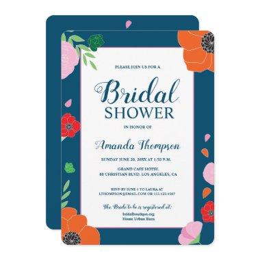 Modern Editable Floral Bridal shower Invitations