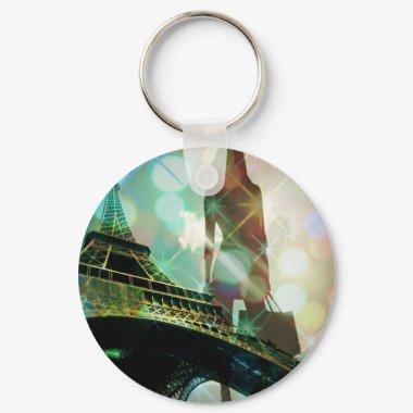 Modern Eiffel Tower Paris Bridal Shower Keychain