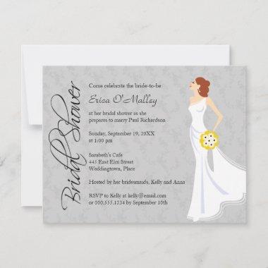 Modern Elegance Bridal Shower Gray Invitations