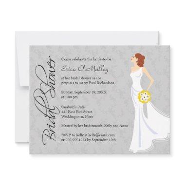 Modern Elegance Bridal Shower Gray Invitations