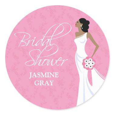 Modern Elegance Pink Bridal Shower Classic Round Sticker