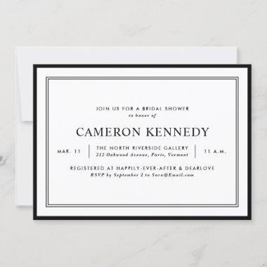 Modern Elegant Black and White Bridal Shower Invitations