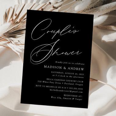 Modern Elegant Black and White Couple's Shower Invitations