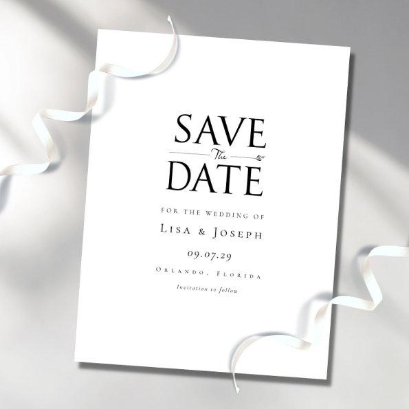Modern Elegant Black and White Save the Date PostInvitations