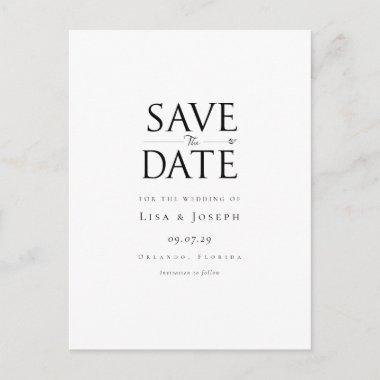 Modern Elegant Black and White Save the Date PostInvitations