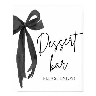 Modern Elegant Black Bow Dessert Bar Sign