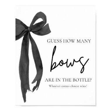 Modern Elegant Black Bow Guess How Many Bows Game Poster