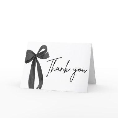 Modern Elegant Black Bow Ribbon Coquette Thank You