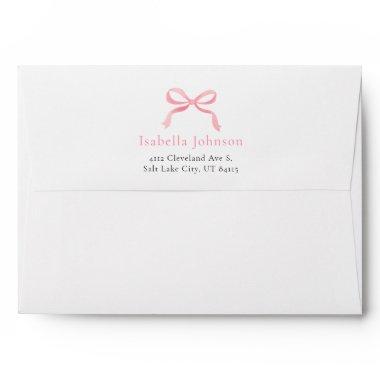 Modern Elegant Blush Pink Bow Return Address Envelope