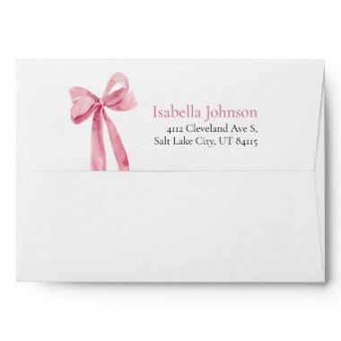 Modern Elegant Blush Pink Bow Return Address Envelope