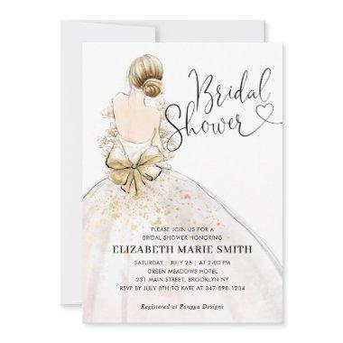 Modern Elegant Bride Wedding Gown Bridal Shower In Invitations