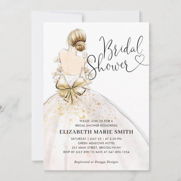 Modern Elegant Bride Wedding Gown Bridal Shower In Invitations