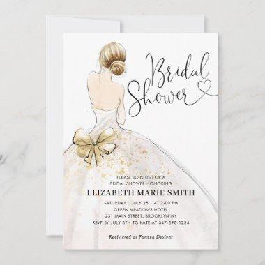 Modern Elegant Bride Wedding Gown Bridal Shower Invitations