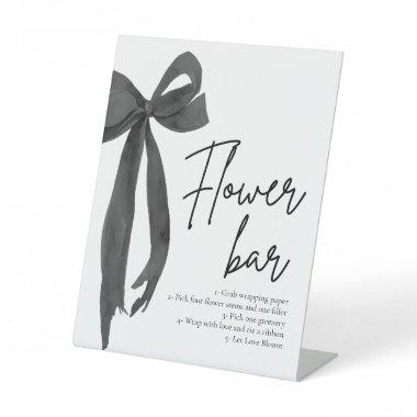 Modern Elegant Chic Black Bow Flower Bar Sign