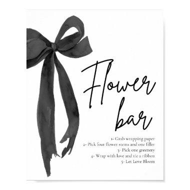 Modern Elegant Chic Black Bow Flower Bar Sign