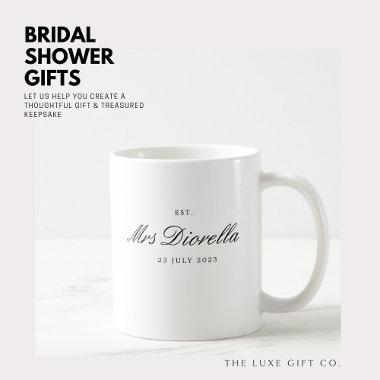 Modern Elegant Chic Black Mrs Bridal Shower Coffee Mug