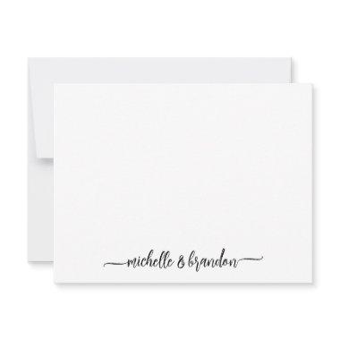 Modern Elegant Chic Couple Script Names Stationery Note Invitations