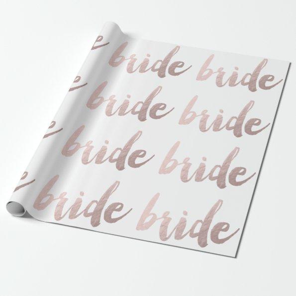 modern elegant clear faux rose gold "bride" wrapping paper