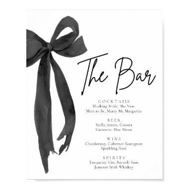 Modern Elegant Coquette Black Bow The Bar Sign