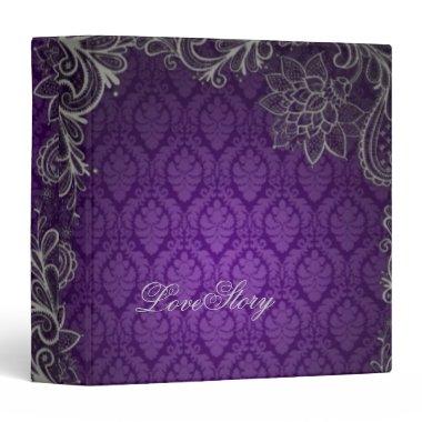 modern elegant damask purple wedding binder