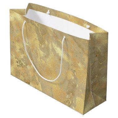 Modern Elegant Faux Gold Watercolor Marble Pattern Large Gift Bag