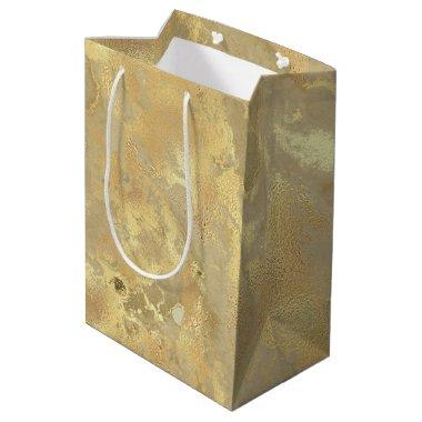 Modern Elegant Faux Gold Watercolor Marble Pattern Medium Gift Bag