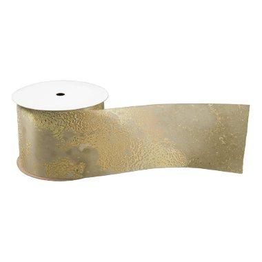 Modern Elegant Faux Gold Watercolor Marble Pattern Satin Ribbon