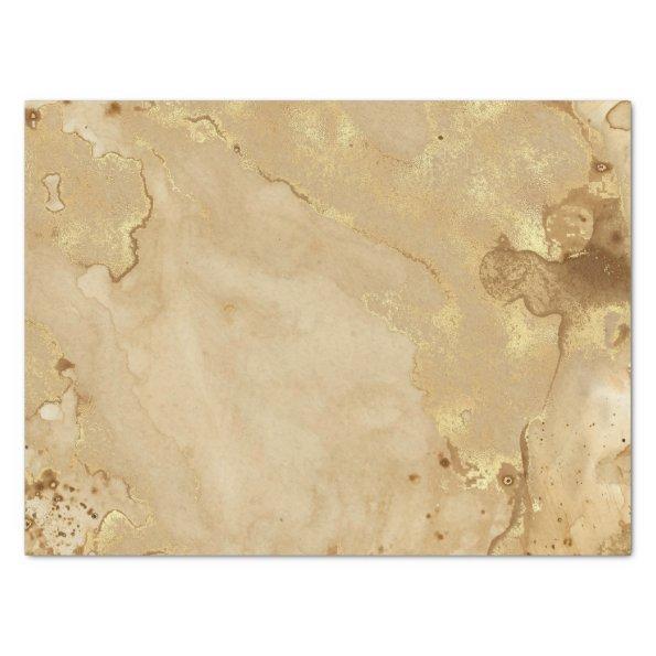Modern Elegant Faux Gold Watercolor Marble Pattern Tissue Paper