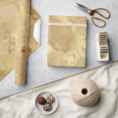 Modern Elegant Faux Gold Watercolor Marble Pattern Wrapping Paper